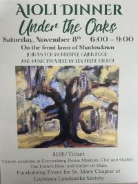 Aioli Dinner Under the oaks, cajun coast