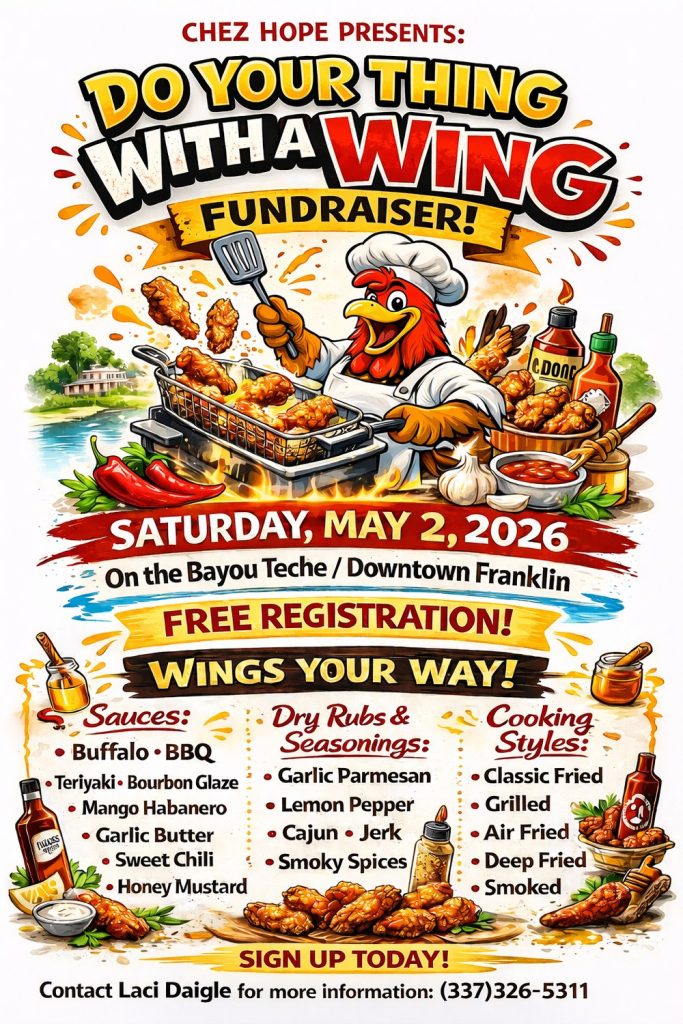Chez Hope Chicken Wing Fundraiser cajun Coast Visitors