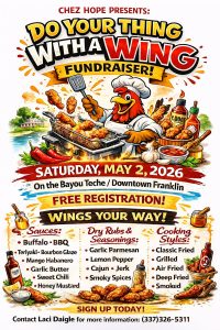 Chez Hope Chicken Wing Fundraiser cajun Coast Visitors