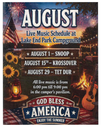 August Lakeend Park Music Line Up cajun Coast