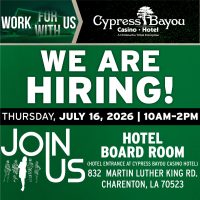 Cypress Bayou Casino Hotel, cajun coast